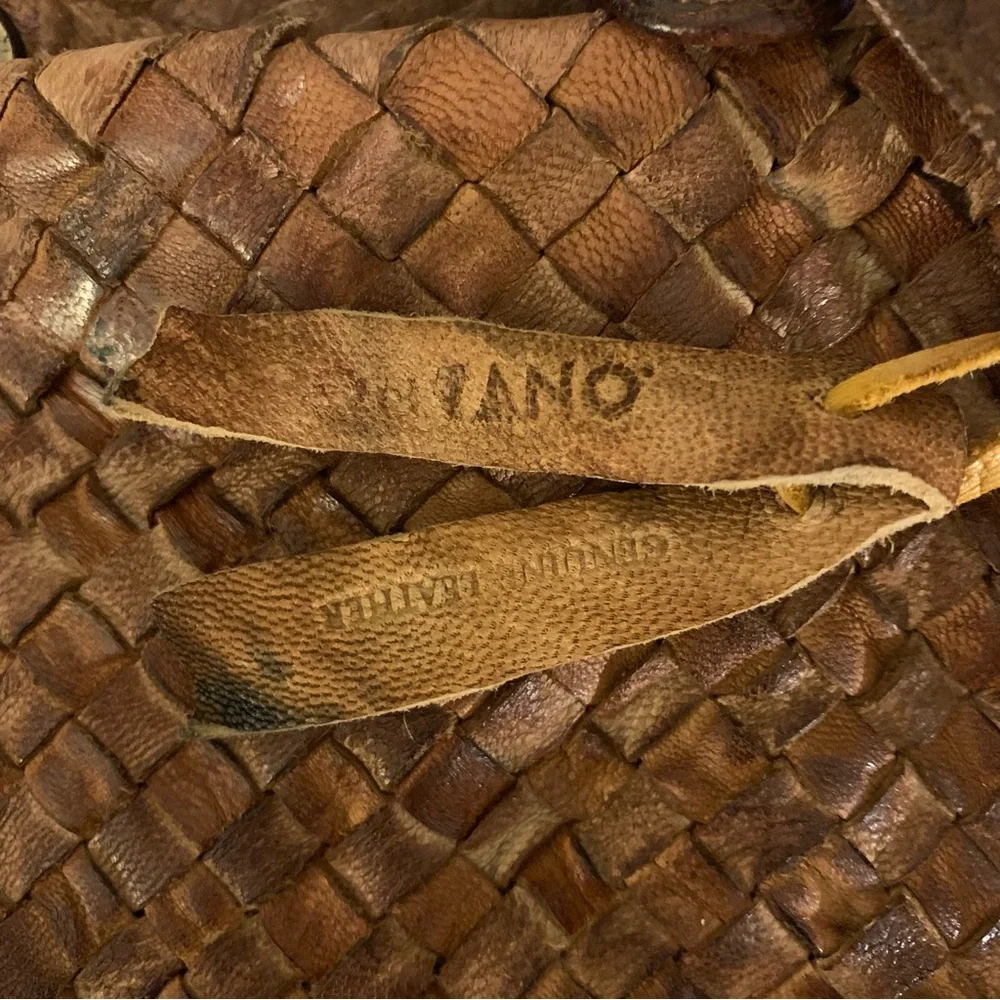 Tano Purse Woven Leather Brown Tote Handbag Large Shoulder Bag - Picture 5 of 10